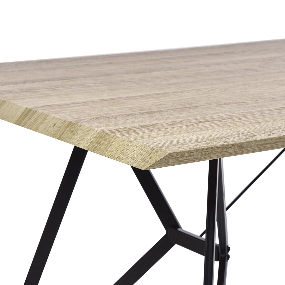 Tavolo da pranzo finitura legno chiaro 160 x 90 cm gambe in metallo Nero cucina industriale