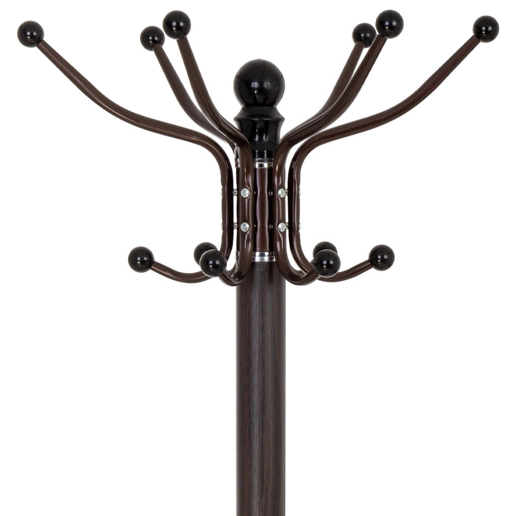 Perchero de metal marron con paraguero y 6 ganchos D36x173h cm