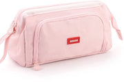 Etui con grande contenitore Porta matite Organizzatore cosmetici portatile per ufficio Scuola secondaria Studente Ragazza Adolescente - Rosa