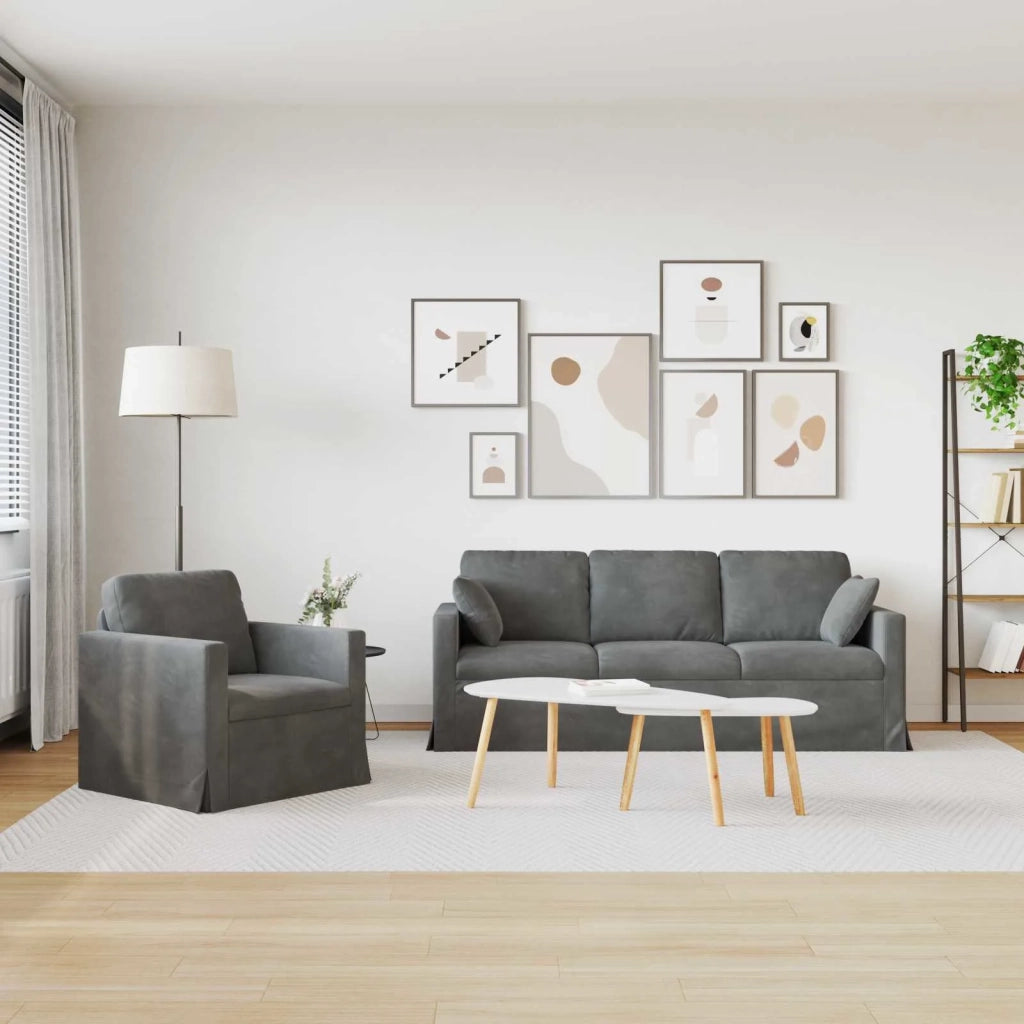 Set di divani 2 pcs Grigio scuro 198 x 78 x 80 cm Velluto