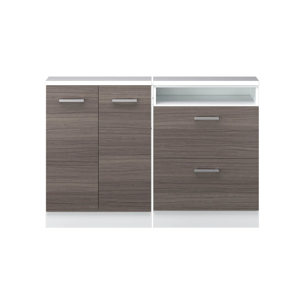 Mobile cucina sottotetto R-Line Grigio nobile/Bianco 120 cm Set di 2 Vicco