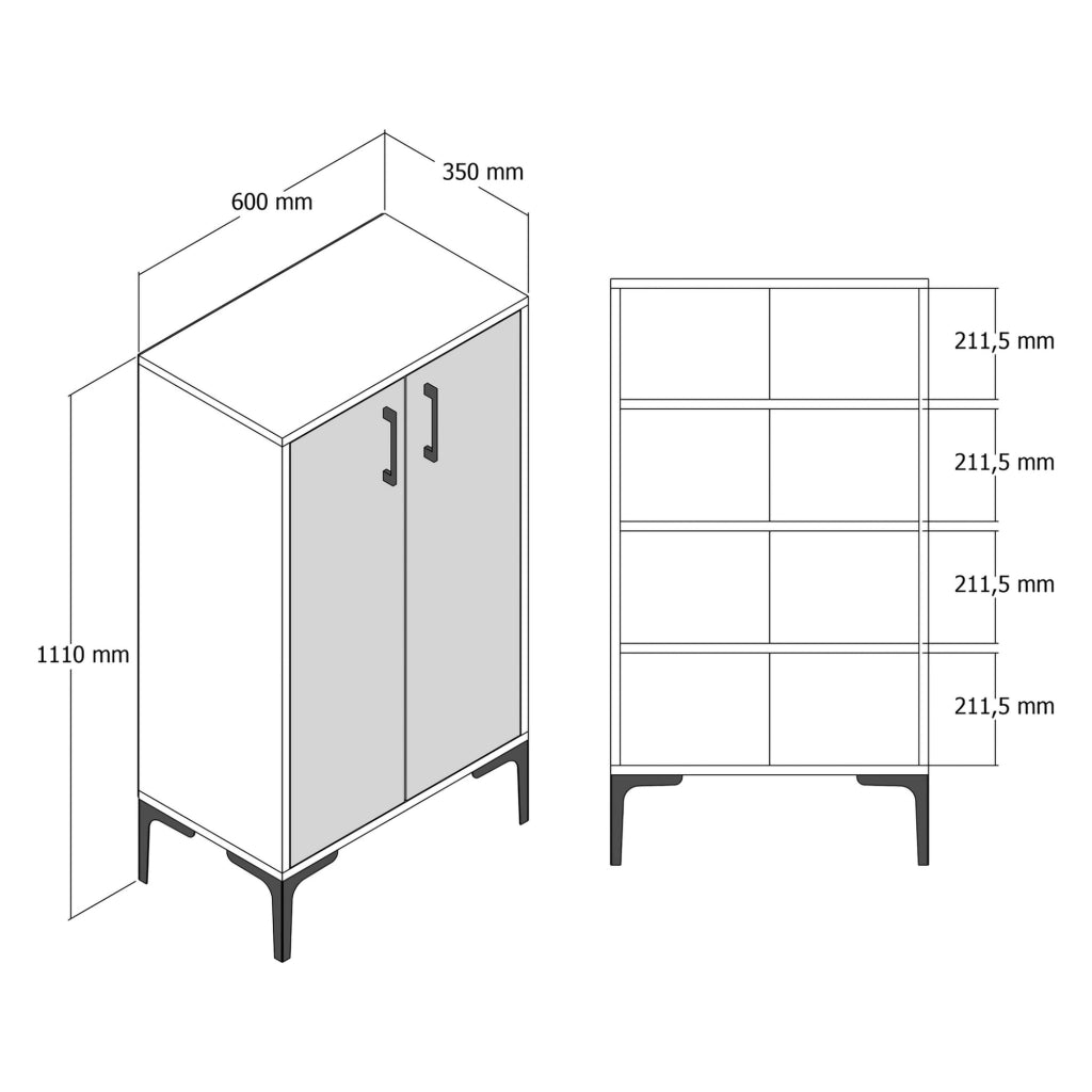 Mobile Portascarpe Cavalieri, Scarpiera 4 Ripiani, 60x35x111h cm Marrone Noce