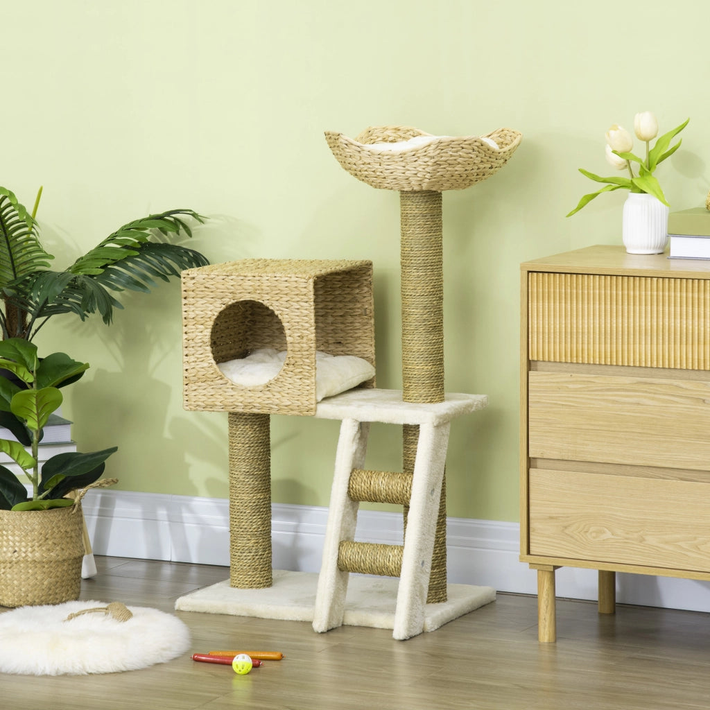 Albero tiragraffi per gatti con cuscino e letto ¨C zephmum ¨C 100.5x40x40 cm