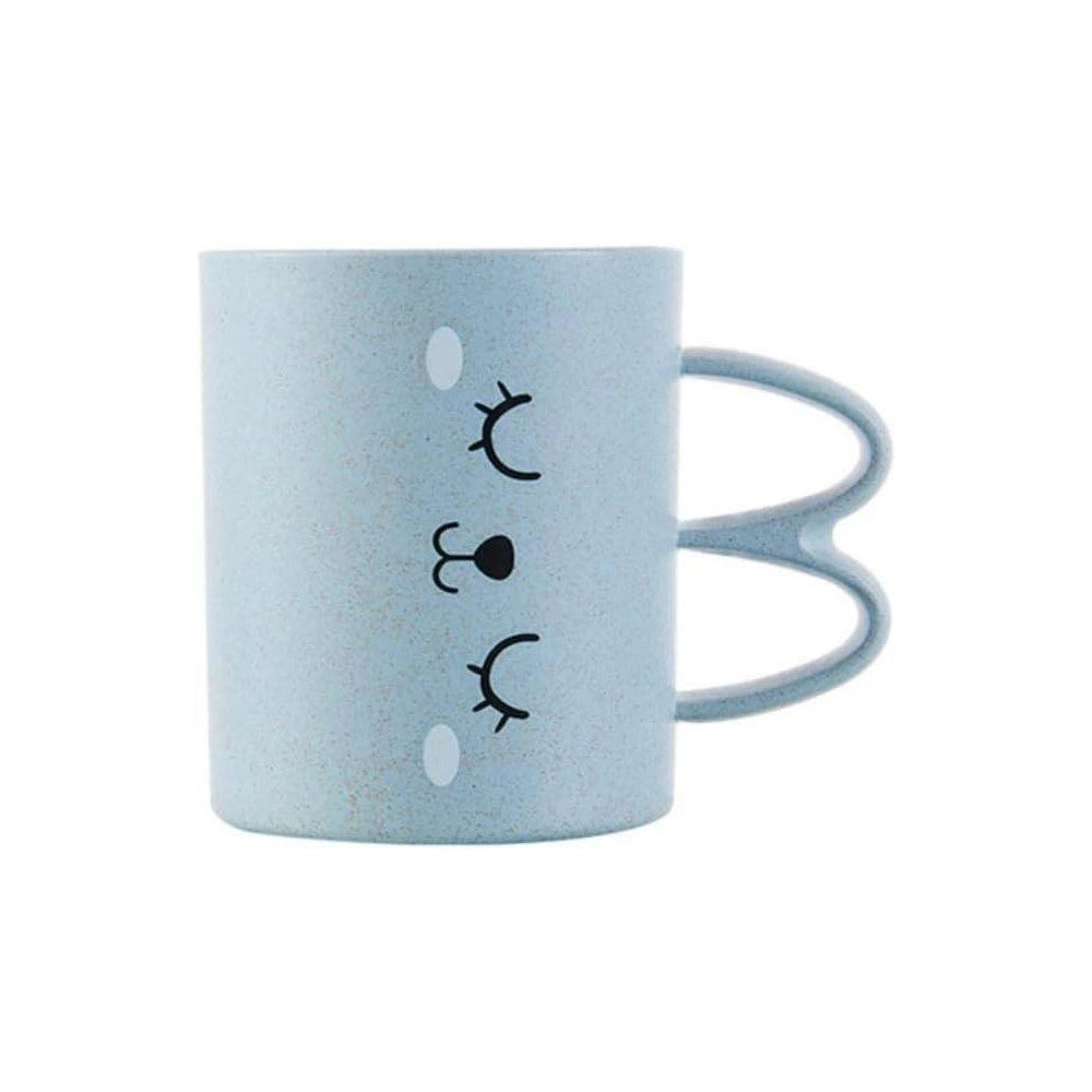 Trade Shop - Bicchiere Tazza 400ml Con Faccine Colorate In Plastica Tazzone Latte X Colazione -