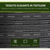 Dondolo da Giardino per 3 Persone con Tettuccio Regolabile e Cuscini, 200x120x170cm, Nero