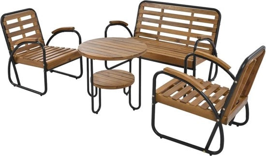 Set da giardino in legno - 4 pezzi - 4 posti - 2 poltrone, tavolo e divano - legno di acacia