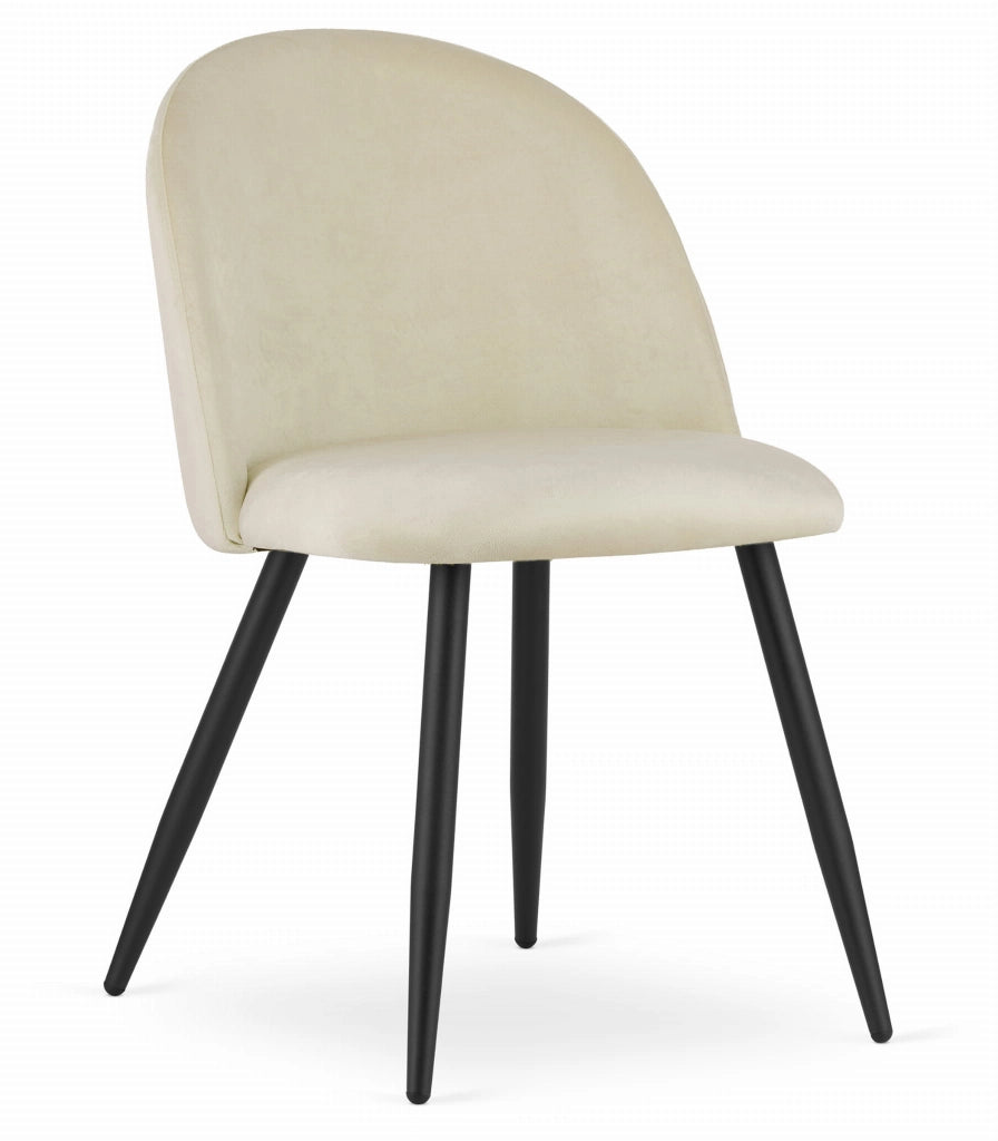Sedia Valora Bello in velluto beige con gambe nere