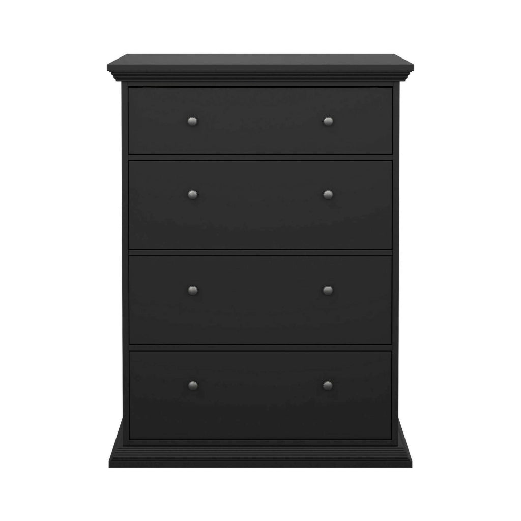 Cassettiera Lehar, Settimino multiuso, Comò camera da letto, Mobile con cassetti, 86x52 h116 cm, Nero
