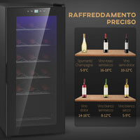 Cantinetta Frigorifero 18 Bottiglie di Vino Display e Luce LED e Controllo Temperatura