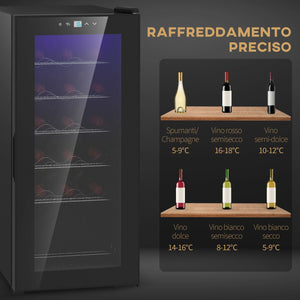 Cantinetta Frigorifero 18 Bottiglie di Vino Display e Luce LED e Controllo Temperatura