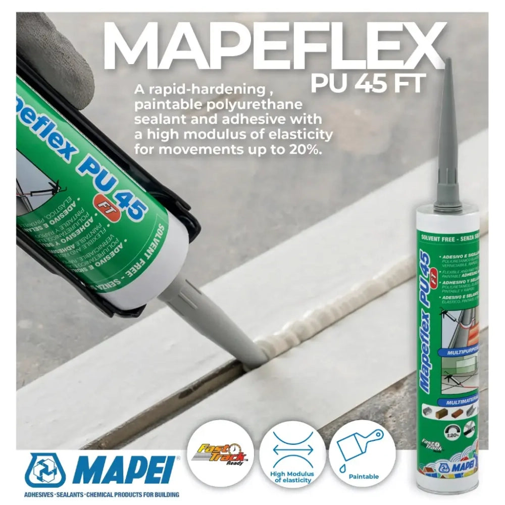 Mapeflex pu 45 ft adesivo e sigillante poliuretanico elastico 300 ml *** colore- bianco - 100, confezione 1