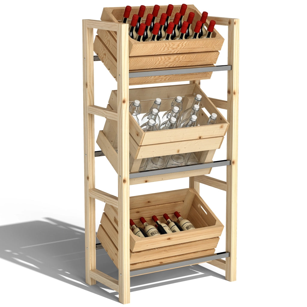 Libreria per Casse di Bevande ¨C zephmum ¨C 56x32x112 cm Legno Naturale