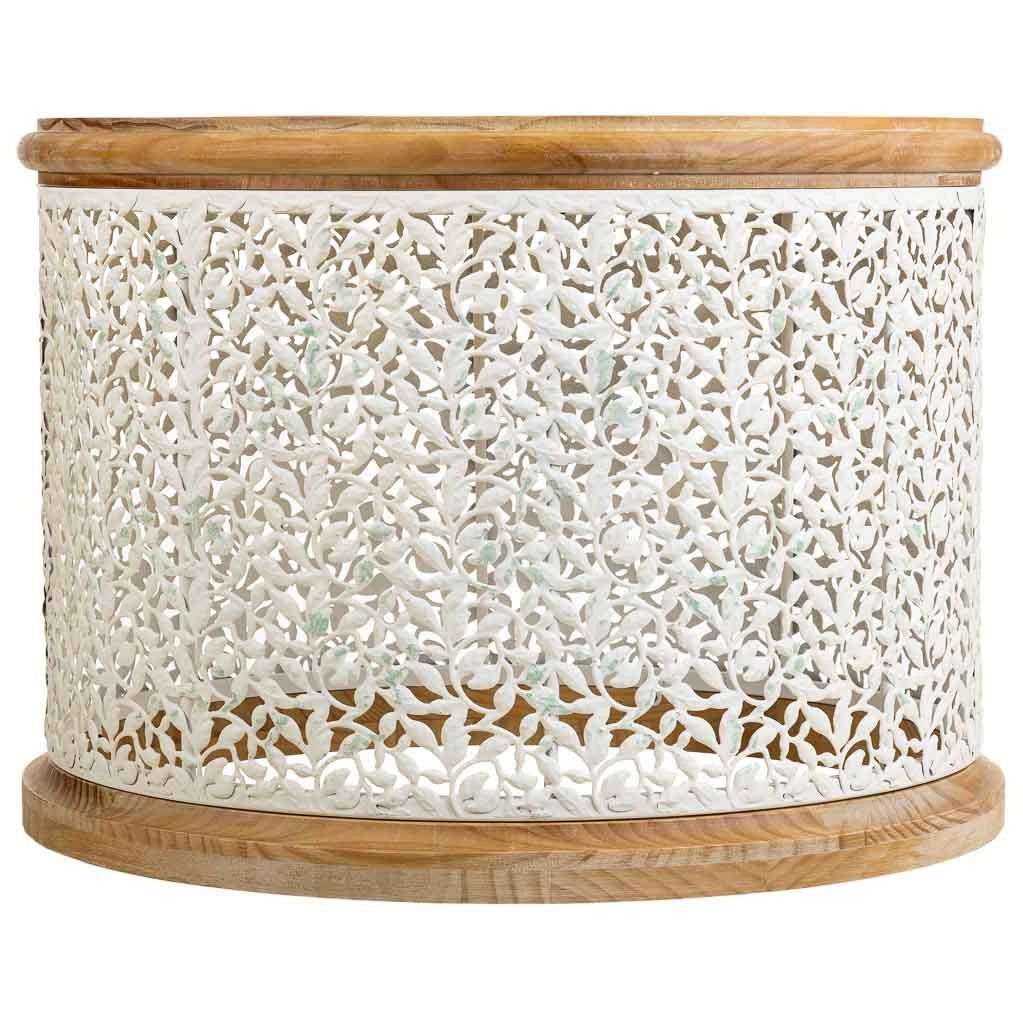 Tavolino in legno bianco e metallo 63,5x63,5x46,5h