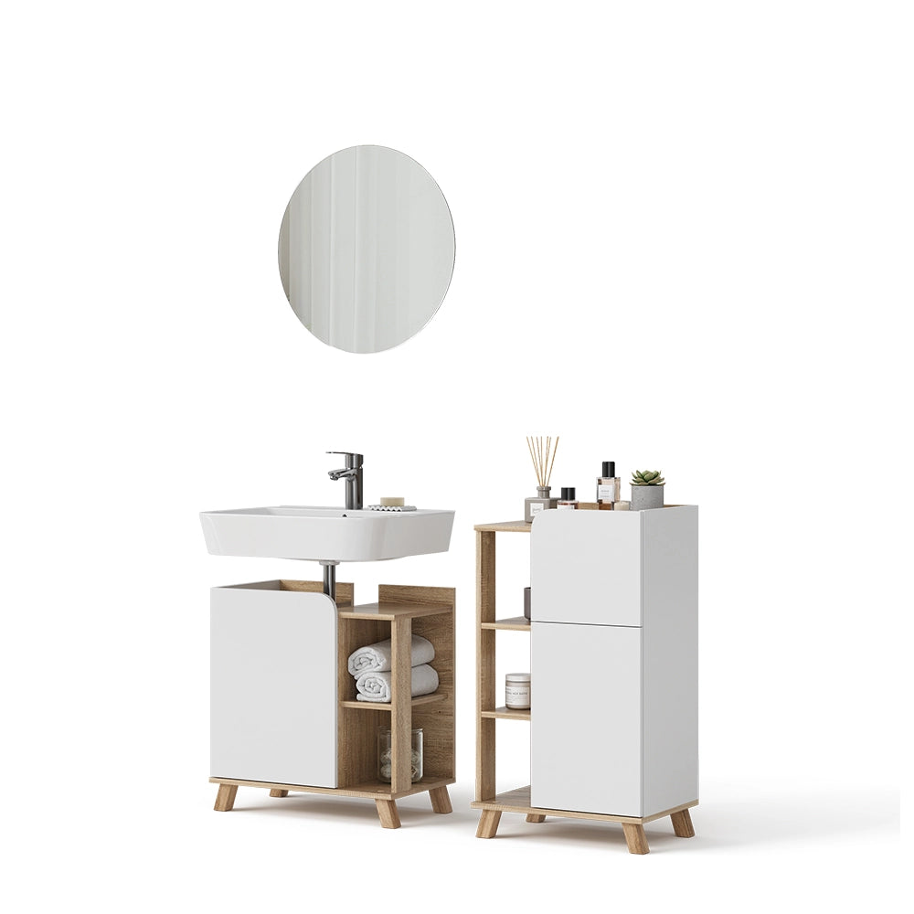 Vicco Set di mobili da bagno Sonoma/Bianco 3 parti, con mobile midi