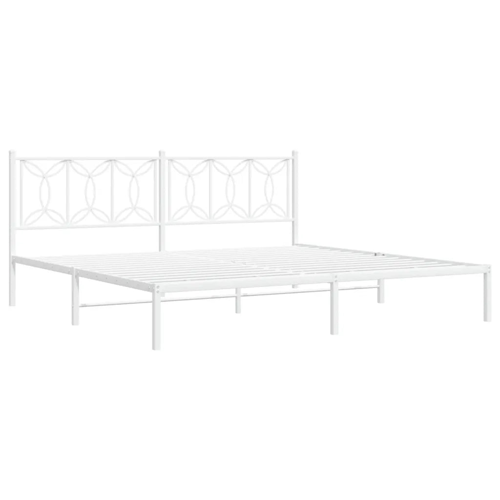 Giroletto con Testiera-Struttura Letto con testiera Metallo Bianco 193x203 cm 959545