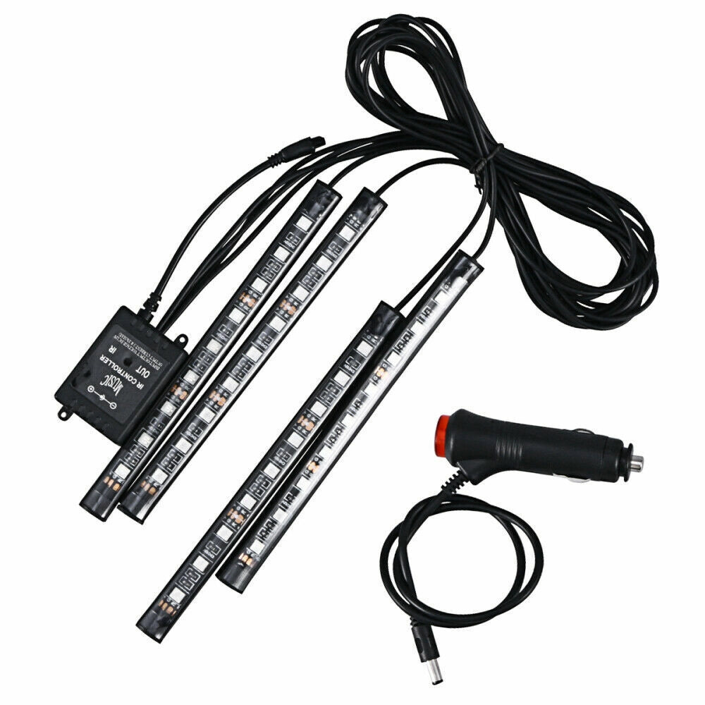 Striscia led auto 4 pz luci interne decorative RGB luce stroboscopica 48 led 12V