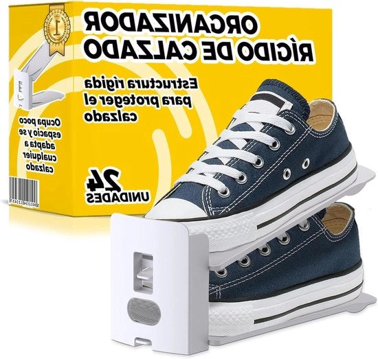Sistema di Conservazione delle Scarpe Bianco - Riutilizzabile e Organizzato per Armadio - Design semplice - Raccoglitore di Scarpe Sottile - Risparmia Spazio - Ripiegabile - Set da 24 pezzi