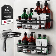 Set di doccia senza fori - Pannelli doccia - Set da 3 - Nero - Acciaio inossidabile