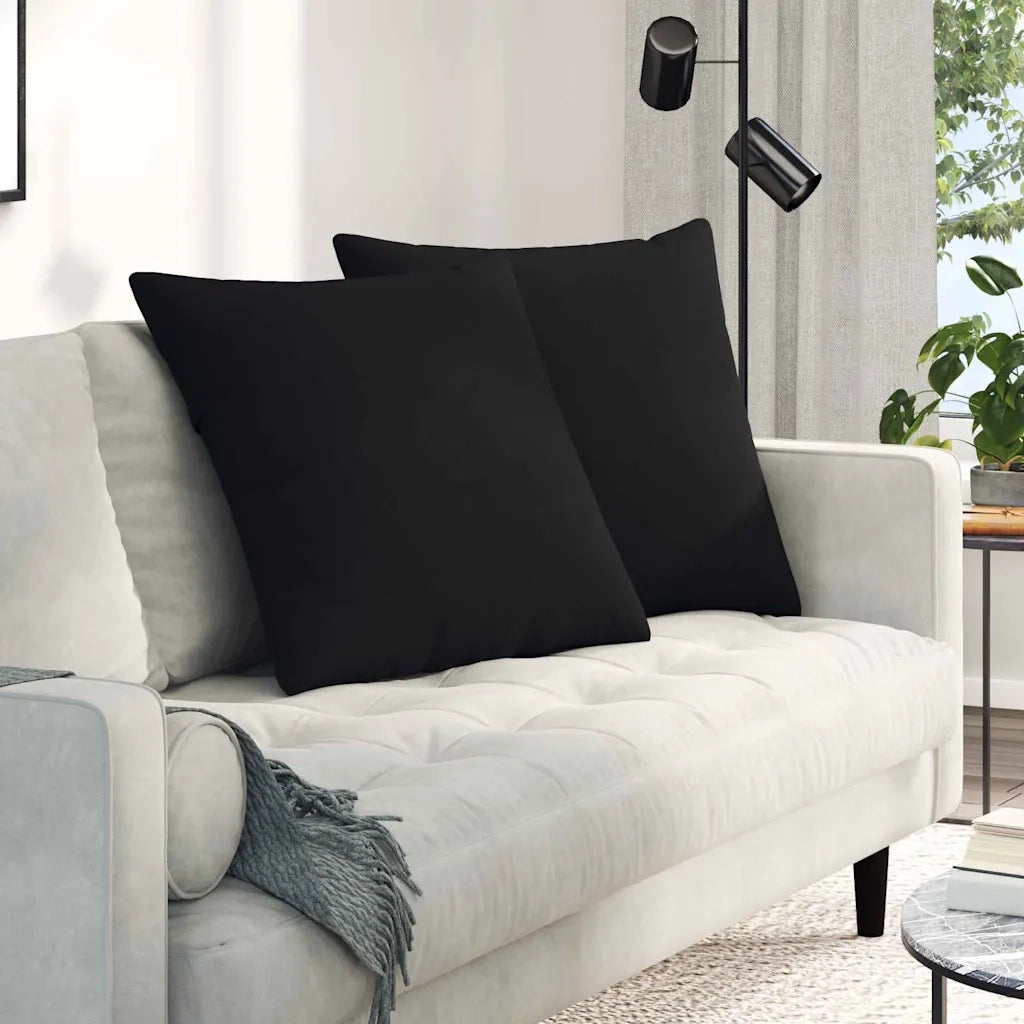 Cuscini da Divano 2 pz-Set di 2 Cuscini per Sofa Nero 80 x 80 cm Tessuto 364745