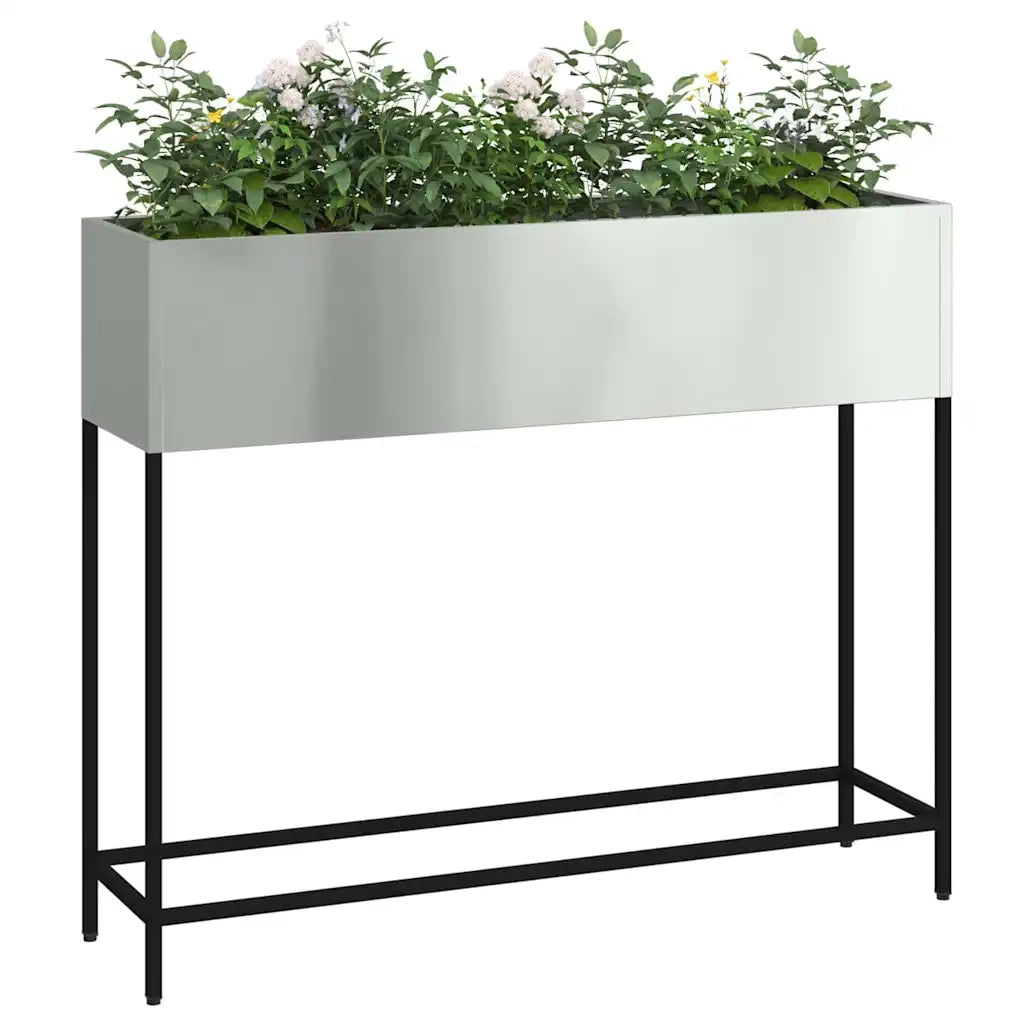 Fioriere | Cassetta per fiori | Vaso da Giardino Rialzato Argento 100 x 26 x 82 cm