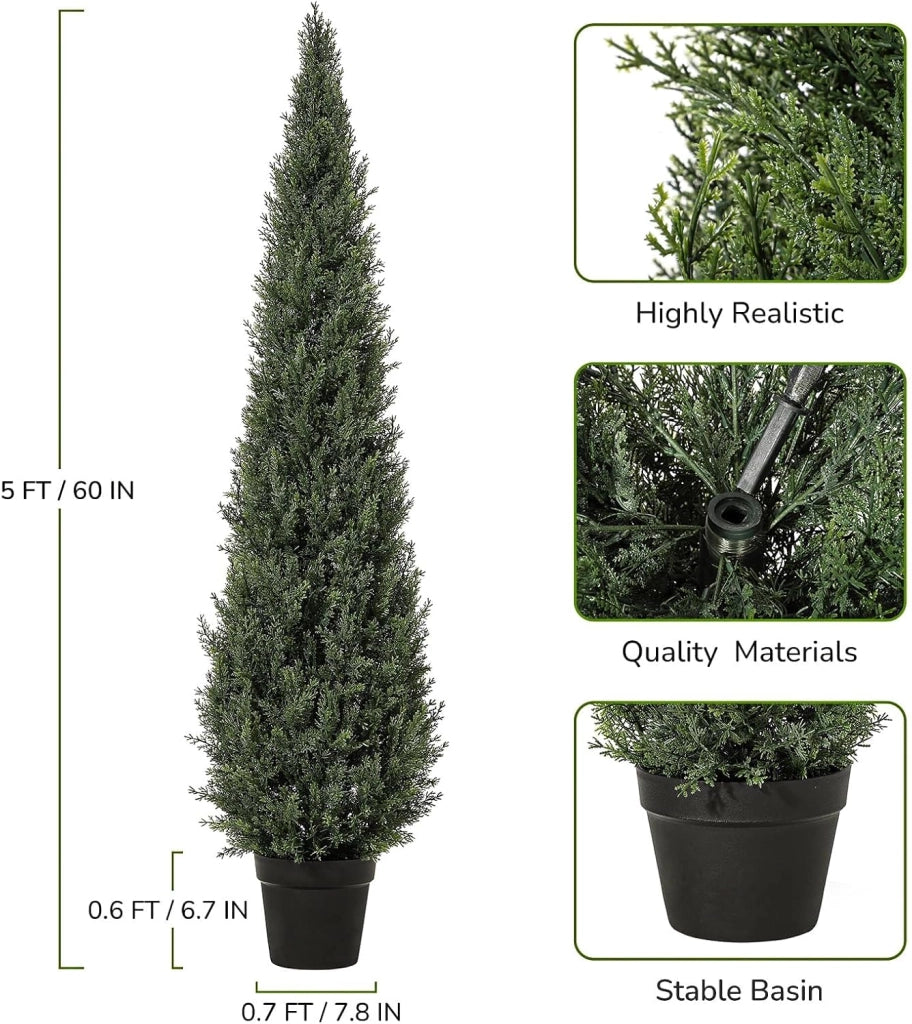 Set 2 Alberi di Cedro Topiaria Artificiali 150 cm Resistenti UV con Vaso