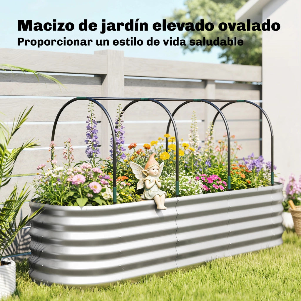 Vaso per piante da esterno grande con copertura e rete ¨C zephmum ¨C 200x60x103 cm argento