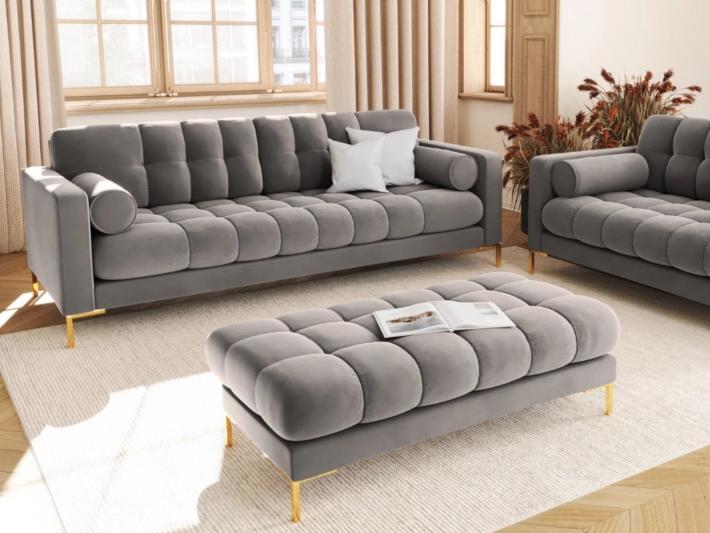 Cosmopolitan Design - Panca "Bali" 2 posti in velluto grigio chiaro 