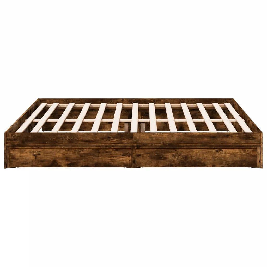 Giroletto con Cassetti Rovere Fumo 200x200 cm Legno Multistrato