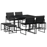 Set da Pranzo da Giardino 9 pz | Set Salotto da Giardino con Cuscini Nero in Textilene