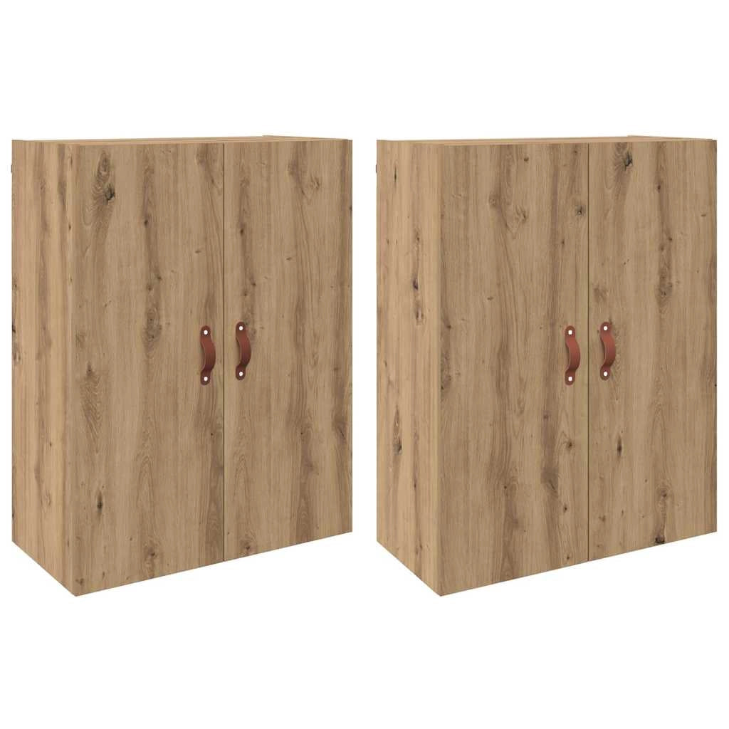 Set di 2 moderni pensili da parete 69,5 x 34 x 90 cm con ampio spazio di archiviazione design elegante in legno di rovere ingegnerizzato realizzati a mano 02_0056062