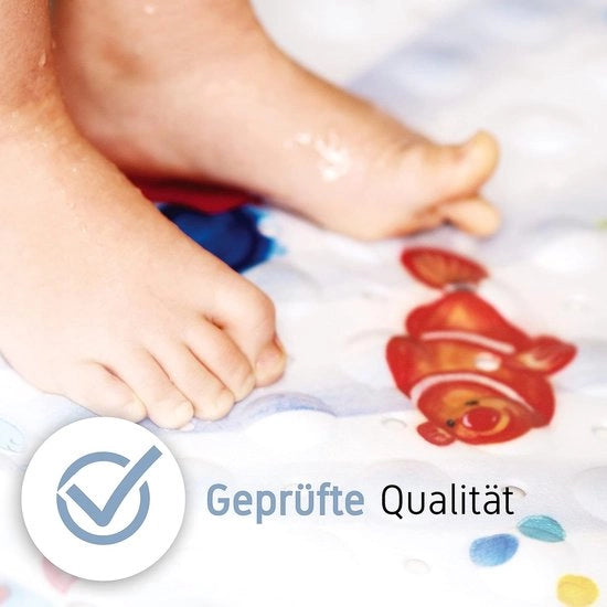 Mat per bambini 'Circus Aquarelli', mat anti-slip premium, vasca da bagno 100 x 40 cm, mat per doccia, qualità testata, BPA libero