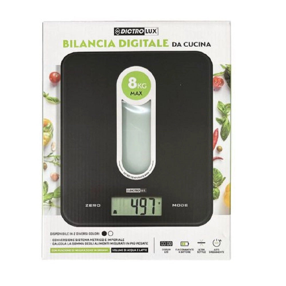 Trade Shop - Bilancia Digitale Da Cucina A Batteria 8kg Display Lcd Luminoso 2 Colori 580002 -