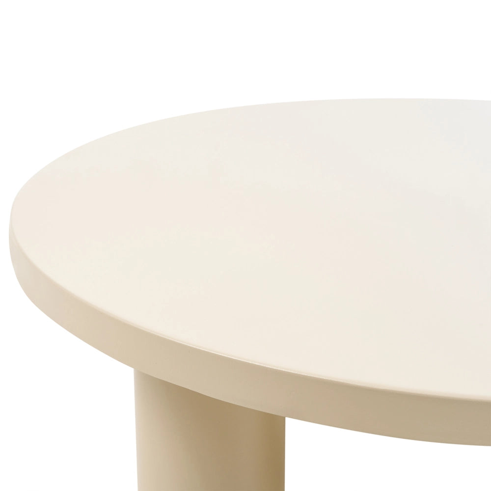 Tavolino da giardino in acciaio verniciato a polvere, resistente alle intemperie, stile moderno, rotondo, per esterni, beige