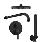 Set doccia nero opaco - Miscelatore incasso 2 vie Virna, braccio 30cm, soffione 20cm e doccino