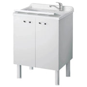Lavatoio lavapanni bianco in nobilitato idrofugo 60x60 cm con vasca in polipropilene e maniglie cromate  da interno  Negrari