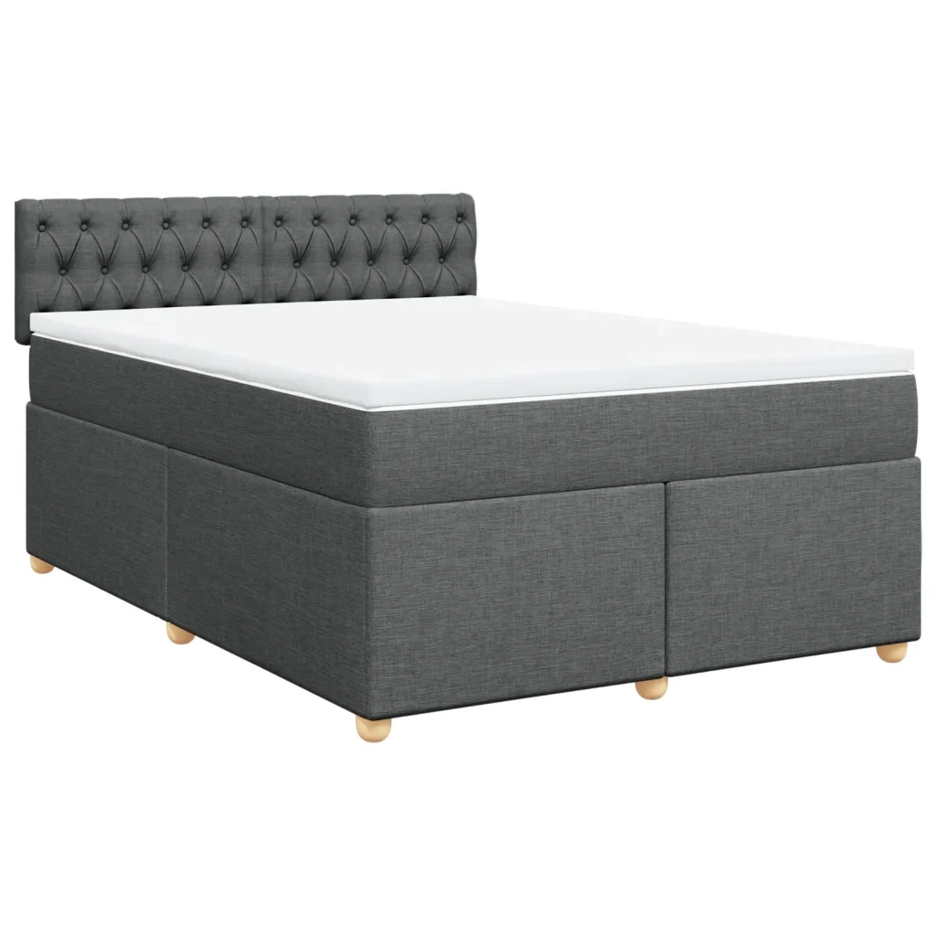 Giroletto a Molle con Materasso Grigio Scuro 160x200 cm Tessuto