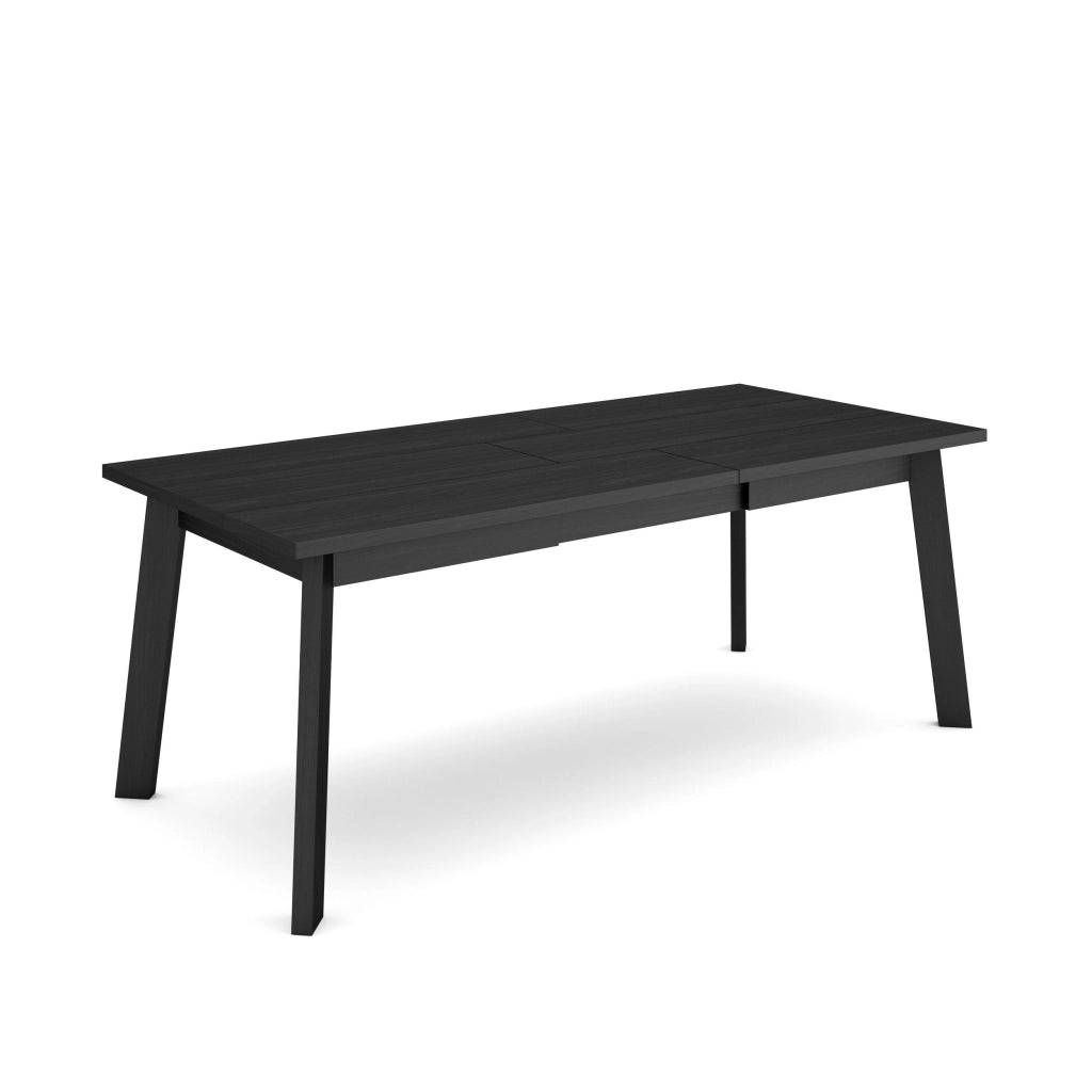 Tavolo da Pranzo, 194x90x74cm, Per 10 persone, Gambe in legno, Nero RF2919