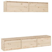 Mobile TV multimediale scaffale TV credenza mobile TV sala da pranzo soggiorno camera da letto 5 pezzi legno massello di pino marrone 02_0028776