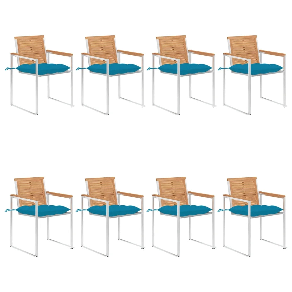 Sedie da Giardino con Cuscini 8 pz in Legno Massello di Teak cod mxl 24249