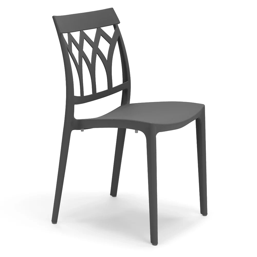Set 2 sedie in polipropilene QUEEN, 100% MADE IN ITALY, impilabile, resistente ai raggi UV, design moderno, ideale per sala da pranzo, cucina, bar, ristoranti o giardino, colore Grigio