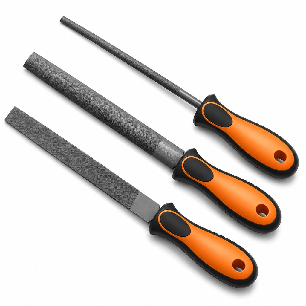 Set 3 Lime Ferro Piatta Tonda Semitonda Per Metallo Ferro Lunghezz 200mm 402003