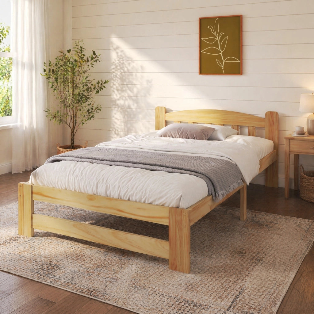 LETTO Singolo 90x200 cm in Legno Massello Naturale