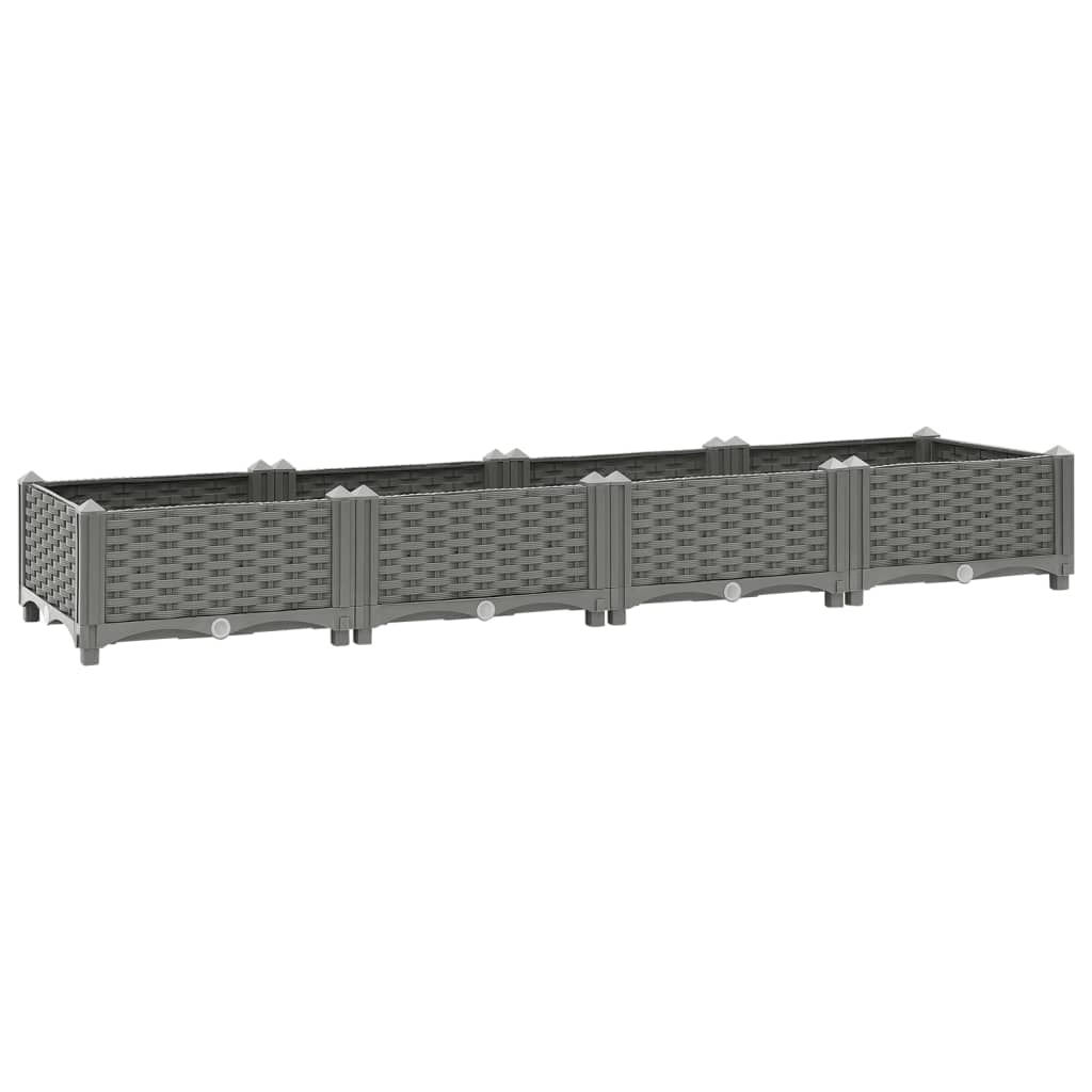 Fioriera rialzata per piante fiori terrazza giardino 160 x 40 x 23 cm polipropilene grigio 02_0039213