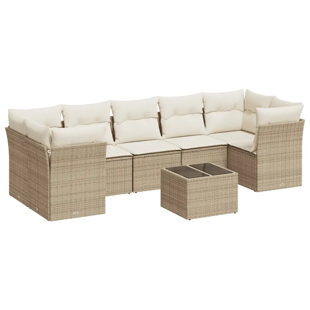 Set Divano da Giardino 8 pz con Cuscini Beige in Polyrattancod mxl 111362