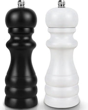 Set di macinatura sale e pepe, 2 pezzi, grande, con lavorazione ceramica regolabile, pepe, nero e bianco, in legno, macinatore di pepe e sale manuale per sale grossolana, pepe, chili (16,5 cm)