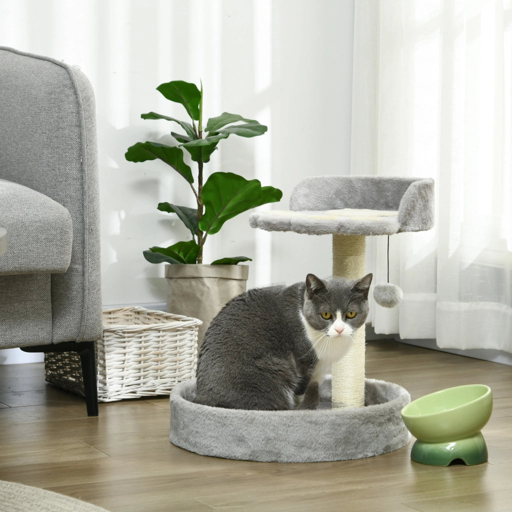 Tiragraffi per Gatti 41x41x44 cm Doppio Lettino in Juta e Peluche Grigio Chiaro