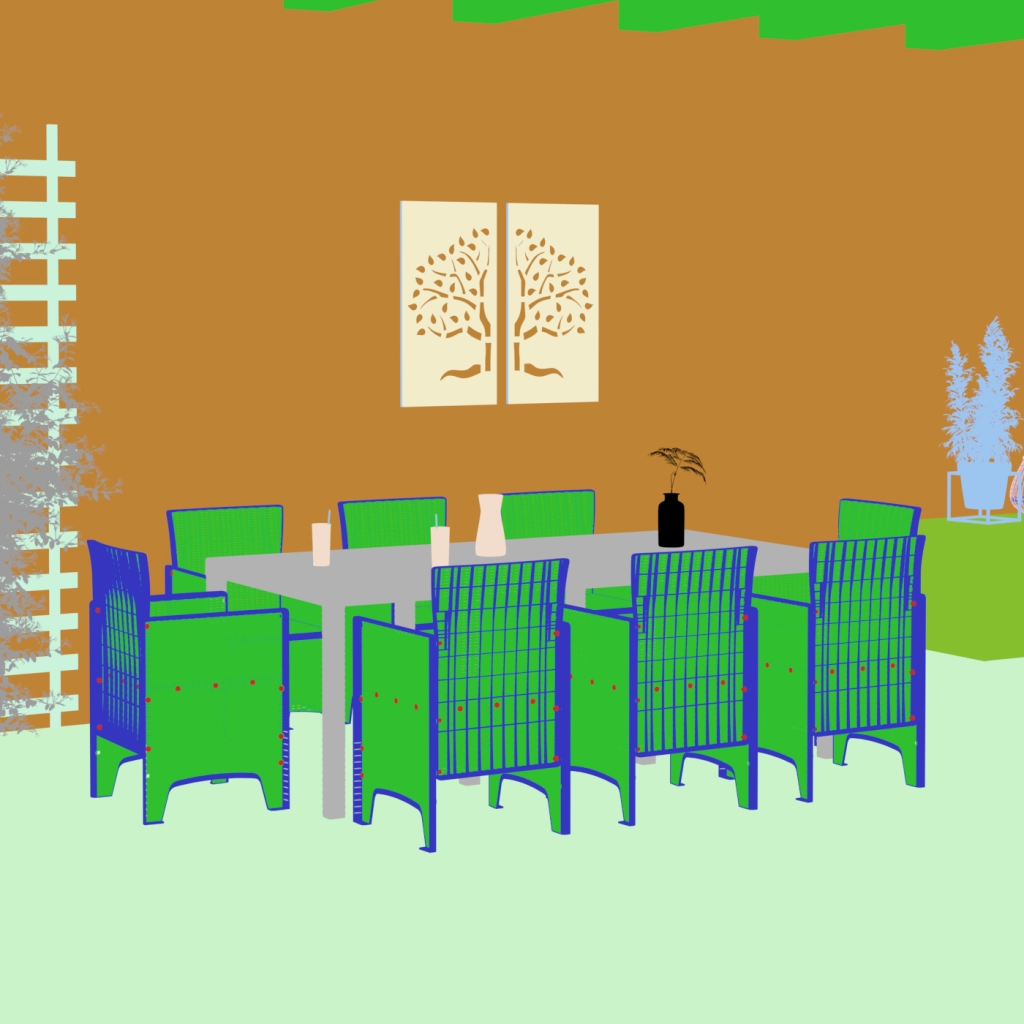 Set Pranzo Giardino 9 Pezzi Marrone Polyrattan