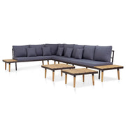 Set Divani da Giardino 7 Posti con Cuscini Legno Acacia Marrone 46483