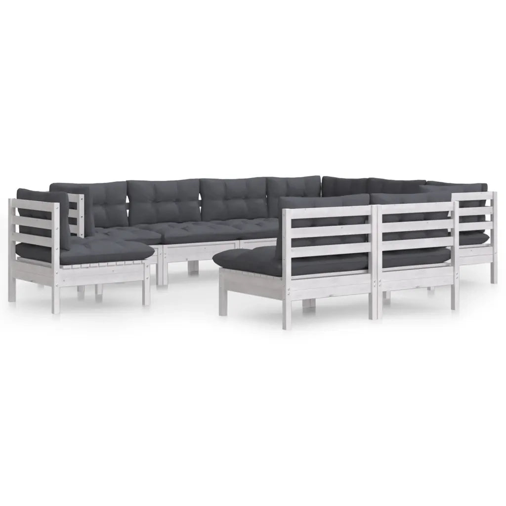 Set Divani da Giardino 9 pz con Cuscini Bianchi Legno di Pino cod mxl 44355