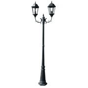 Lampione da Giardino 2 Bracci 230 cm Verde Scuro/Nero Alluminio CFW7938719